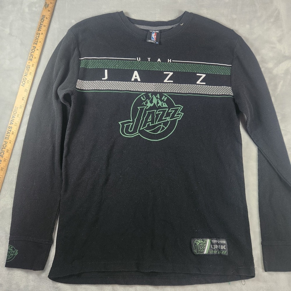 UNK Utah Jazz NBA Waffle Weave Thermal T-Shirt Mens XL Black Long Sleeve